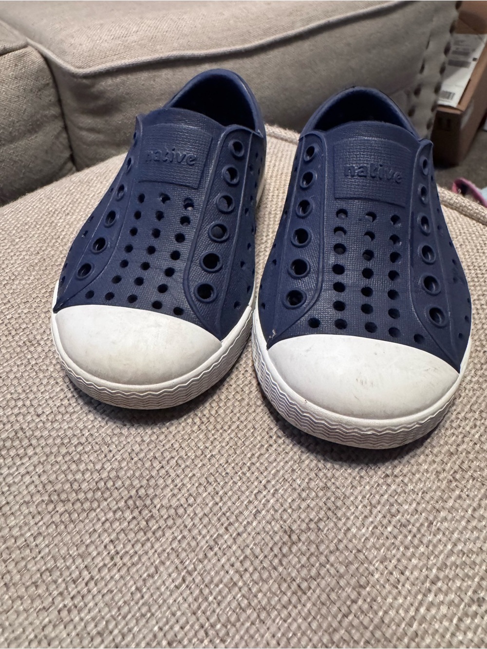 Native Toddler C6  Slip-On Water Shoes in Navy and White